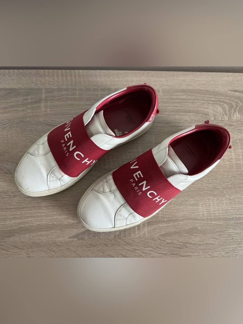 Givenchy women White Sneakers with Red Logo Strap